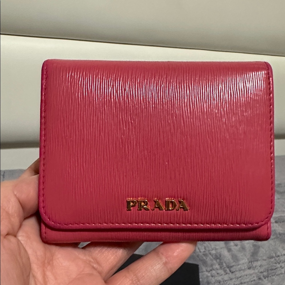 Prada Coral Pink Compact Trifold Wallet - Picture 13 of 14